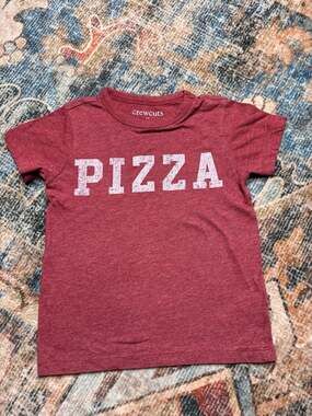 Crewcuts by J. Crew Pizza Graphic Toddler T-Shirt Merlot Red